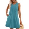 imageOFEEFAN Summer Dresses for Women 2025 Loose Beach Vacation Casual Crew Neck Sleeveless Sundresses with Pockets Tank DressTurquoise