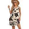 imageOFEEFAN Summer Dresses for Women Casual Sundress with Pocket Beach Cover Up SwimsuitBlack Floral