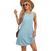 imageOFEEFAN Summer Dresses for Women Casual Sundress with Pocket Beach Cover Up SwimsuitBlue