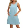 imageOFEEFAN Summer Dresses for Women Casual Sundress with Pocket Beach Cover Up SwimsuitBlue