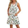 imageOFEEFAN Summer Dresses for Women Casual Sundress with Pocket Beach Cover Up SwimsuitColorful Leaves