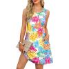 imageOFEEFAN Summer Dresses for Women Casual Sundress with Pocket Beach Cover Up SwimsuitColorful Print
