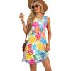 imageOFEEFAN Summer Dresses for Women Casual Sundress with Pocket Beach Cover Up SwimsuitColorful Print