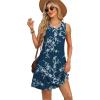 imageOFEEFAN Summer Dresses for Women Casual Sundress with Pocket Beach Cover Up SwimsuitDark Blue Flowers