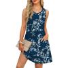 imageOFEEFAN Summer Dresses for Women Casual Sundress with Pocket Beach Cover Up SwimsuitDark Blue Flowers