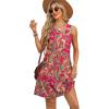 imageOFEEFAN Summer Dresses for Women Casual Sundress with Pocket Beach Cover Up SwimsuitHot Pink Print