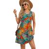 imageOFEEFAN Summer Dresses for Women Casual Sundress with Pocket Beach Cover Up SwimsuitOrange Floral