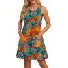 imageOFEEFAN Summer Dresses for Women Casual Sundress with Pocket Beach Cover Up SwimsuitOrange Floral