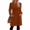 imageOFEEFAN Womens Fall Dresses Crew Neck Long Sleeve Winter Knit Sweater Dress 2024Irregularcaramel