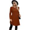 imageOFEEFAN Womens Fall Dresses Crew Neck Long Sleeve Winter Knit Sweater Dress 2024Irregularcaramel