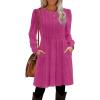 imageOFEEFAN Womens Fall Dresses Crew Neck Long Sleeve Winter Knit Sweater Dress 2024Irregularhot Pink