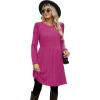 imageOFEEFAN Womens Fall Dresses Crew Neck Long Sleeve Winter Knit Sweater Dress 2024Irregularhot Pink