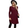 imageOFEEFAN Womens Fall Dresses Crew Neck Long Sleeve Winter Knit Sweater Dress 2024Irregularwine