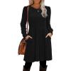 imageOFEEFAN Womens Fall Dresses Crew Neck Long Sleeve Winter Knit Sweater Dress 2024Ribbedblack