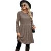 imageOFEEFAN Womens Fall Dresses Crew Neck Long Sleeve Winter Knit Sweater Dress 2024Ribbedcoffee