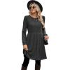 imageOFEEFAN Womens Fall Dresses Crew Neck Long Sleeve Winter Knit Sweater Dress 2024Ribbeddarkgrey