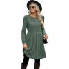 imageOFEEFAN Womens Fall Dresses Crew Neck Long Sleeve Winter Knit Sweater Dress 2024Ribbedgreen