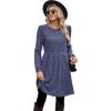 imageOFEEFAN Womens Fall Dresses Crew Neck Long Sleeve Winter Knit Sweater Dress 2024Ribbedgreyblue
