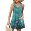 imageOFEEFAN Womens Summer Dresses 2025 V Neck Sleeveless Sundresses with Pockets Beach Vacation Clothes FloralPlainA Floral 09