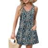 imageOFEEFAN Womens Summer Dresses 2025 V Neck Sleeveless Sundresses with Pockets Beach Vacation Clothes FloralPlainA Floral 45