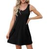 imageOFEEFAN Womens Summer Dresses 2025 V Neck Sleeveless Sundresses with Pockets Beach Vacation Clothes FloralPlainB Plain Black