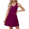 imageOFEEFAN Womens Summer Dresses 2025 V Neck Sleeveless Sundresses with Pockets Beach Vacation Clothes FloralPlainB Plain Burgundy