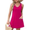 imageOFEEFAN Womens Summer Dresses 2025 V Neck Sleeveless Sundresses with Pockets Beach Vacation Clothes FloralPlainB Plain Pink