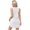 imageOFEEFAN Womens Summer Dresses 2025 V Neck Sleeveless Sundresses with Pockets Beach Vacation Clothes FloralPlainB Plain White