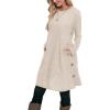 imageOFEEFAN Fall and Winter Tunic Dress with Pockets Long Sleeve Crew Neck Buttons SideRibbed Apricot