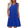 imageOFEEFAN Summer Dresses for Women 2025 Loose Beach Vacation Casual Crew Neck Sleeveless Sundresses with Pockets Tank DressRoyal Blue