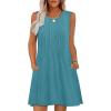 imageOFEEFAN Summer Dresses for Women 2025 Loose Beach Vacation Casual Crew Neck Sleeveless Sundresses with Pockets Tank DressTurquoise