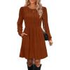 imageOFEEFAN Womens Fall Dresses Crew Neck Long Sleeve Winter Knit Sweater Dress 2024Irregularcaramel