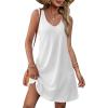 imageOFEEFAN Womens Summer Dresses 2025 V Neck Sleeveless Sundresses with Pockets Beach Vacation Clothes FloralPlainB Plain White