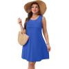 imageOFEEFAN Blue Dresses for Women 2025 Flowy Dresses Fashion Spring Sleeveless Sundress Plain Summer Blue M