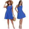 imageOFEEFAN Blue Dresses for Women 2025 Flowy Dresses Fashion Spring Sleeveless Sundress Plain Summer Blue M
