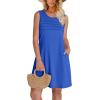 imageOFEEFAN Blue Dresses for Women 2025 Flowy Dresses Fashion Spring Sleeveless Sundress Plain Summer Blue M