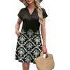 imageOFEEFAN Summer Dresses for Women Beach Cover Ups for Women with Pockets V Neck Swimsuit Loose FitPrint Black