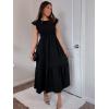 imageOFEEFAN Womens Casual Maxi Dresses with Pockets Ruffle Sleeve Smocked Dress XS2XL01 Black