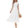 imageOFEEFAN Womens Casual Maxi Dresses with Pockets Ruffle Sleeve Smocked Dress XS2XL01 White