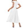 imageOFEEFAN Womens Casual Maxi Dresses with Pockets Ruffle Sleeve Smocked Dress XS2XL01 White