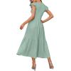 imageOFEEFAN Womens Casual Maxi Dresses with Pockets Ruffle Sleeve Smocked Dress XS2XL02 Sage Green