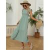 imageOFEEFAN Womens Casual Maxi Dresses with Pockets Ruffle Sleeve Smocked Dress XS2XL02 Sage Green
