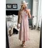 imageOFEEFAN Womens Casual Maxi Dresses with Pockets Ruffle Sleeve Smocked Dress XS2XL03 Pink Print