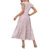 imageOFEEFAN Womens Casual Maxi Dresses with Pockets Ruffle Sleeve Smocked Dress XS2XL03 Pink Print