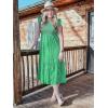 imageOFEEFAN Womens Casual Maxi Dresses with Pockets Ruffle Sleeve Smocked Dress XS2XL04 Floral Green