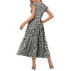 imageOFEEFAN Womens Casual Maxi Dresses with Pockets Ruffle Sleeve Smocked Dress XS2XL05 Floral Black