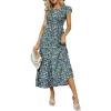 imageOFEEFAN Womens Casual Maxi Dresses with Pockets Ruffle Sleeve Smocked Dress XS2XL05 Floral Blue 2