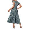 imageOFEEFAN Womens Casual Maxi Dresses with Pockets Ruffle Sleeve Smocked Dress XS2XL05 Floral Blue 2