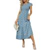 imageOFEEFAN Womens Casual Maxi Dresses with Pockets Ruffle Sleeve Smocked Dress XS2XL05 Floral Blue