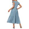 imageOFEEFAN Womens Casual Maxi Dresses with Pockets Ruffle Sleeve Smocked Dress XS2XL05 Floral Blue